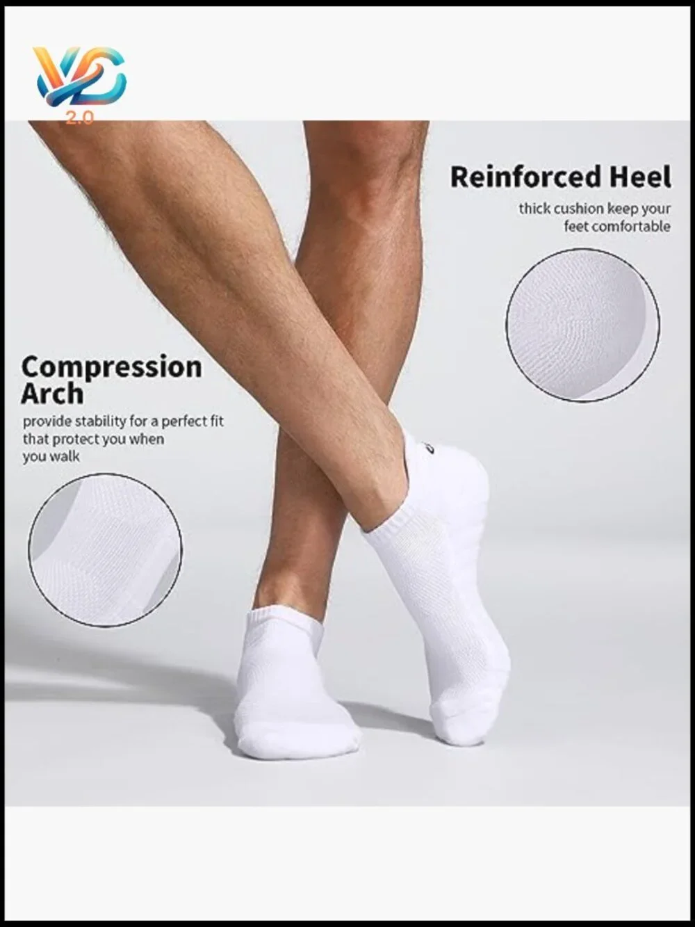 Athletic Running Ankle Socks Low Cut Cushioned Anti-Blister Tab Sports Socks 6